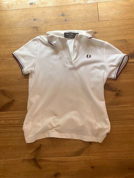 フレッドペリーポロシャツ 半袖ポロシャツ レディースM 水色赤 FRED PERRY