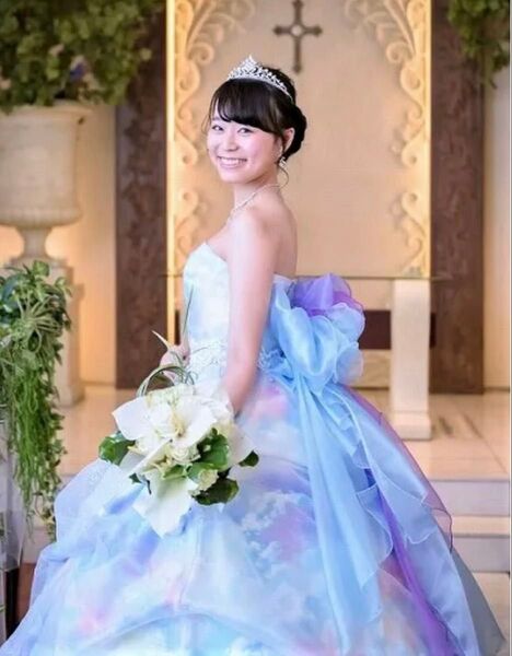 ウエディングドレス★カラードレス★1点物★パニエ付き★ブルードレス★可愛いドレス★オシャレドレス★パステルカラー