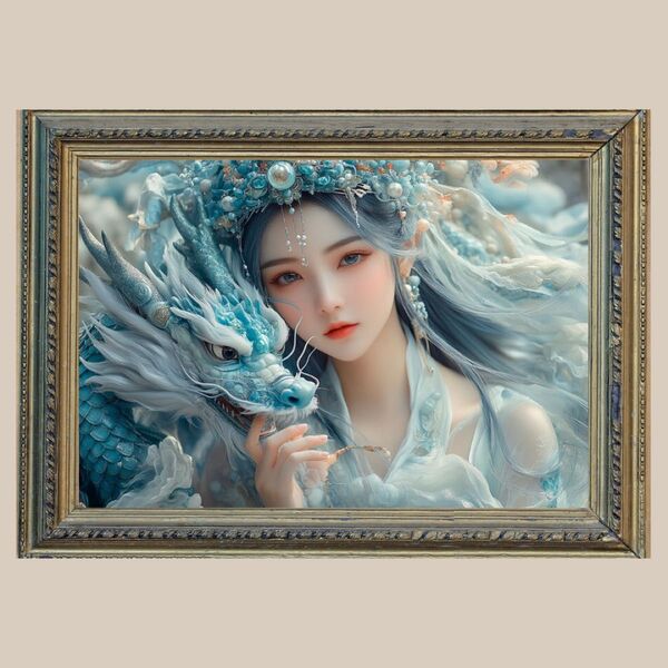 ☆ 青龍と天女☆ No.9【開運風水絵画風ヒーリングアート】