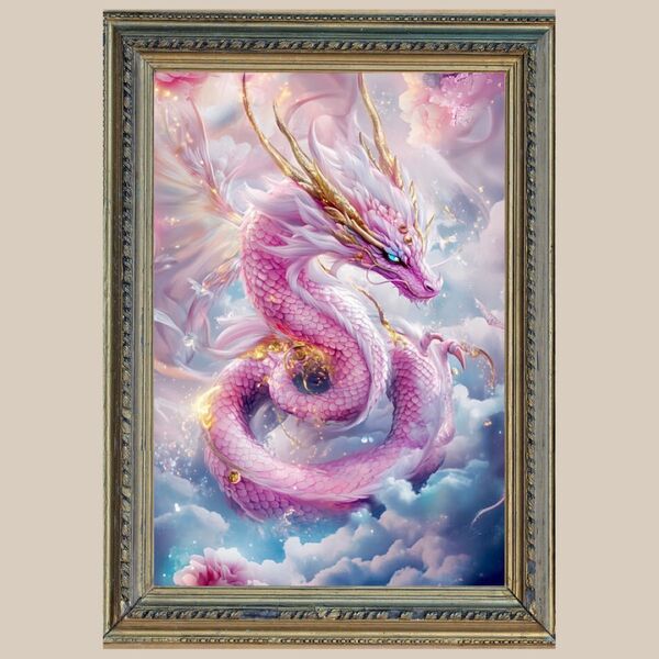 縁結び☆ 桃龍・ピンクドラゴン☆ No.40【開運風水絵画風ヒーリングアート】