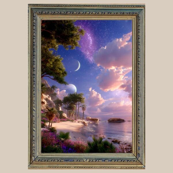 幻想の浜辺☆ 異世界の海☆ No.1 【開運風水絵画風・ヒーリングアート】