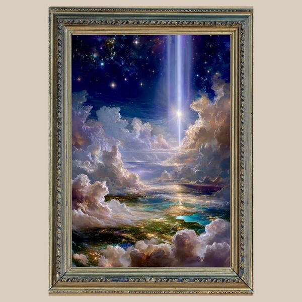 幸運エネルギー☆ 天空の光柱 ☆ No.9【開運風水絵画風ヒーリングアート】