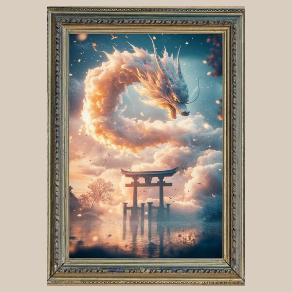 最上級の幸運☆ 白龍☆ No.415【開運風水絵画風ヒーリングアート】