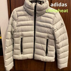 美品 adidas climaheatダウン アウター■レディースL■ホワイトグレー