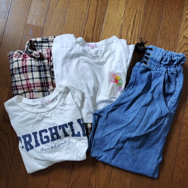 ピンクハントTシャツ GUシャツ ALGYロングパンツ デニムパンツ 女の子160 まとめ売り