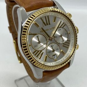 MICHAEL KORS 腕時計 クロノグラフ 電池交換済み 美品 ゴールド×ブラウン メンズ