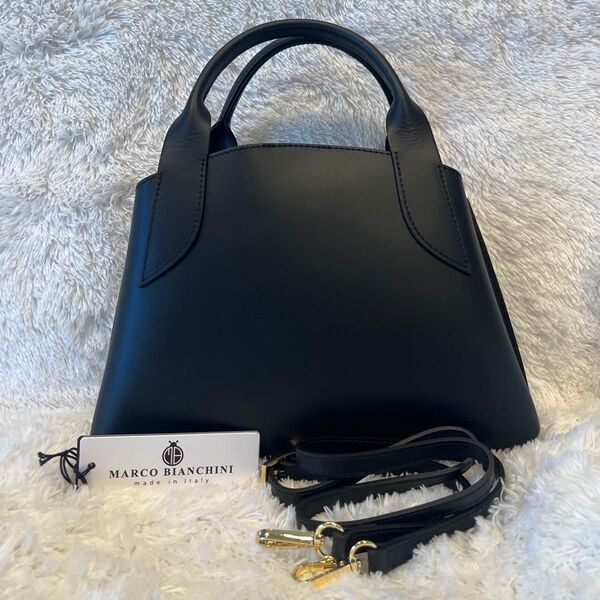 マルコビアンチーニ ショルダーバッグ 2way 本革 ブラック ハンドバッグ レザー