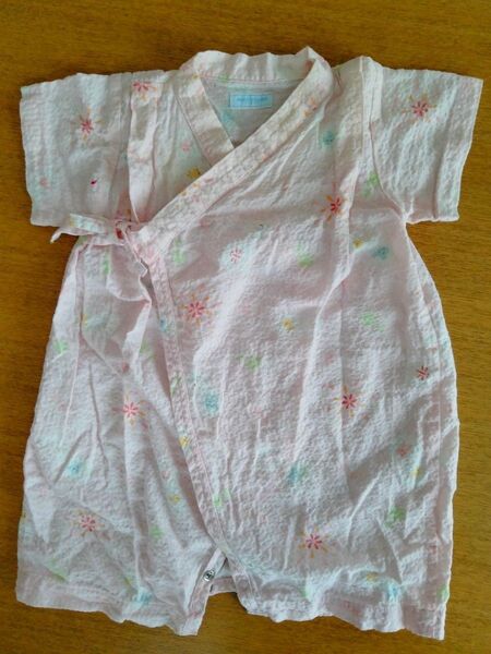ベビー服 ロンパース ピンク 花柄 60サイズ ミキハウス 夏祭り 花火 浴衣 甚平