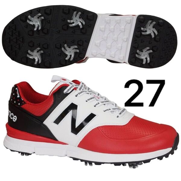 【即完人気】NewBalance ニューバランス MG574 SR ゴルフシューズ 27 レッド ゴルフ スポーツスニーカー