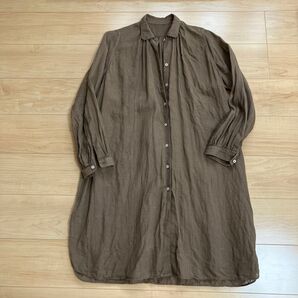 PGガーゼ 麻ブラウンシャツワンピース