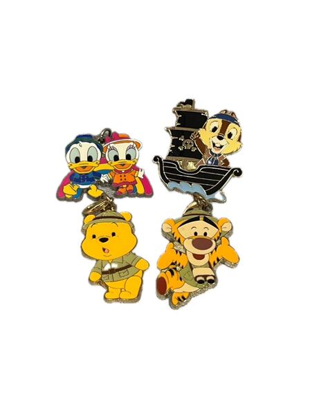 ディズニー キ ピンバッチ チャーム 4個セット プーさん ティガー ドナルド チップとデール TDR