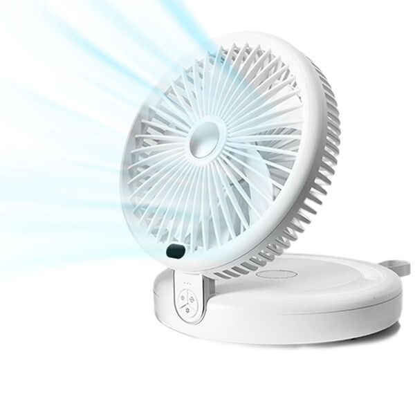 【訳あり】 卓上扇風機 サーキュレーター 小型 折りたたみ式 左右首振り 充電式 コードレス 静音 壁掛け LEDライト 角度調節