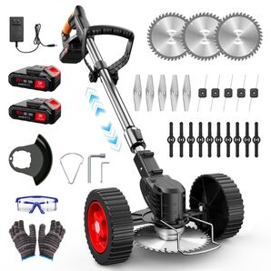 草刈機 芝刈り機 充電式 バッテリー付き 補助車輪付き 伸縮式 コードレス 電動 草刈り機 雑草低木刈取 軽量
