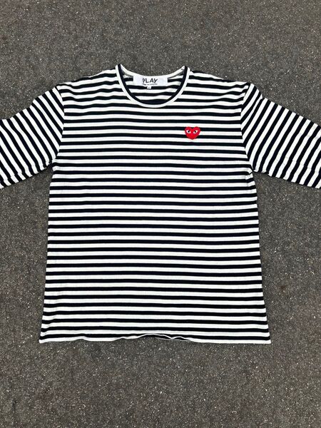 PLAY COMME des GARCONS プレイコムデギャルソン ボーダーTシャツ (BLACK/WHITE) XL