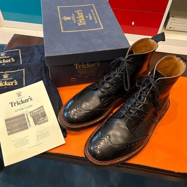 Tricker's トリッカーズ M2508 カントリーブーツ UK8.0 ブラック MALTON STOW ストウ モールトン