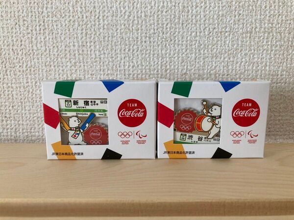 TOKTO 2020 東京オリンピックコカコーラ Team Coca-Cola 記念ピンバッジ 2個セットJ R新宿駅 渋谷駅②