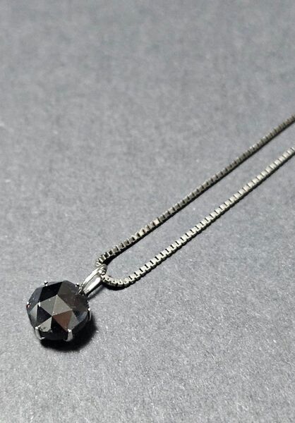 ◆Pt900 1ct ブラックダイヤ ネックレス 38cm Pt850チェーン レディース◆