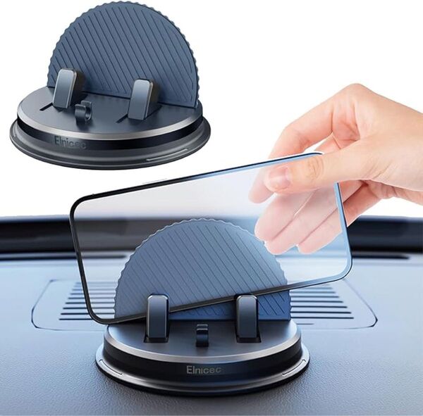 スマホホルダー 車載 置くだけ シリコン製 滑り止め 360度回転 カー用品 ブラック 便利 取り付け簡単 転落防止