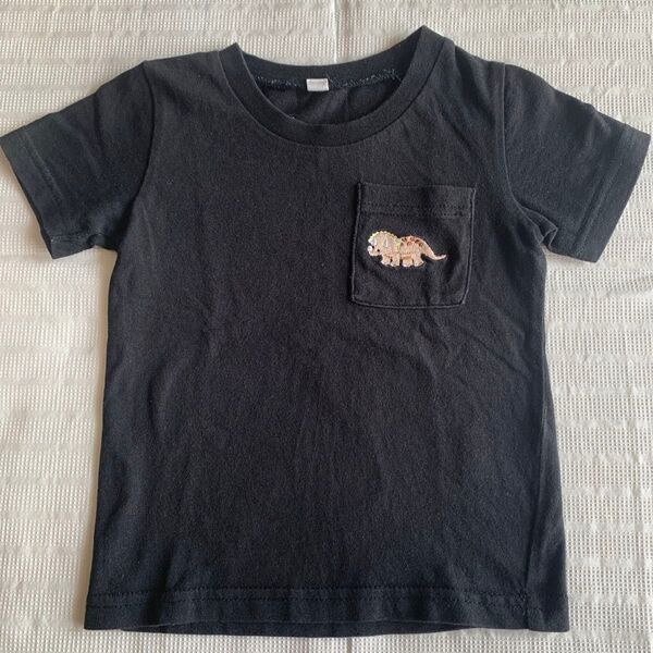 西松屋 黒半袖Tシャツ 恐竜柄 80サイズ