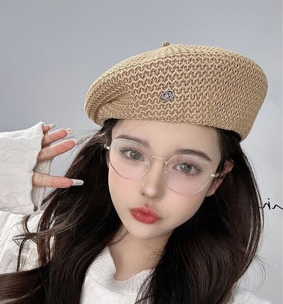 ベレー帽 ハンチング 麦わら ベージュ 通気性 調整可 帽子 おしゃれ 涼しい