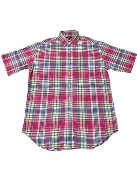 ポロラルフローレン POLO 半袖チェックシャツ アメリカ 古着 ボタンダウン