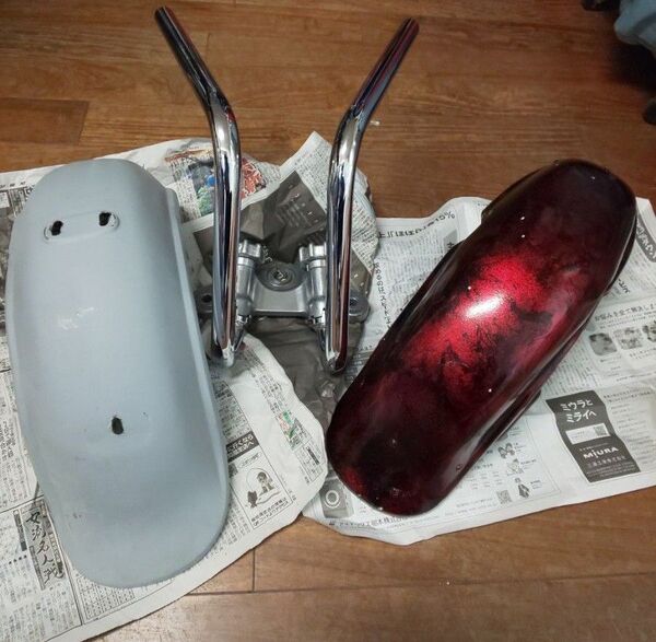 最終値下げ!送料無料!廃盤くるくるハンドル 絶版モンキーシャリーダックス アルミ製HONDA純正トップブリッジ&前後鉄フェンダー付