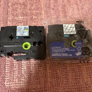 テプラテープ 12mm 2個セット クリア ミッキーブルー