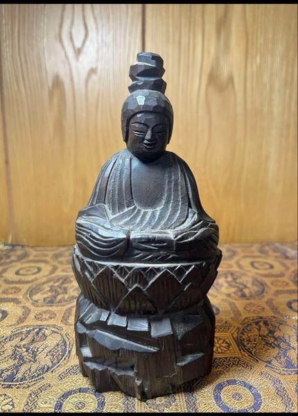 仏像 薬師如来 木彫り 円空仏 アンティーク 仏教美術 時代物