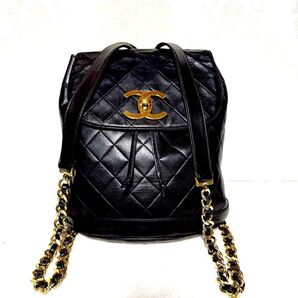 【美品・希少】CHANEL マトラッセ ラムスキン リュックサック ブラック シャネル チェーン