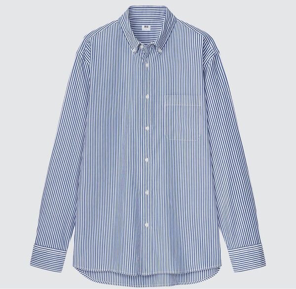 UNIQLO ユニクロ エクストラファインコットンブロードストライプシャツ M