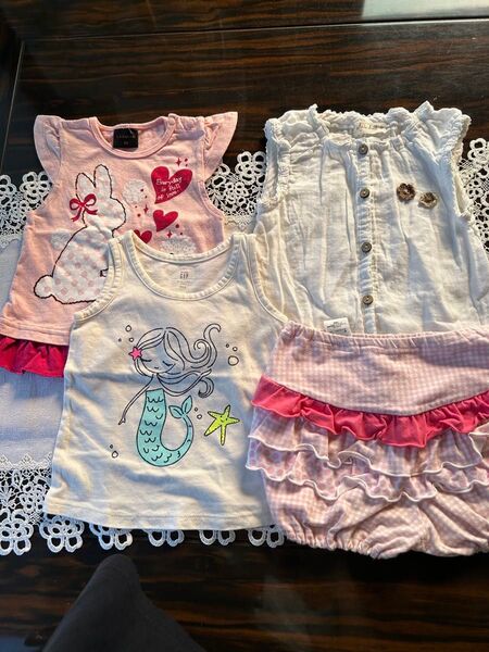 女の子ベビー服トップス3点セット 80cm おまけのパンツ80