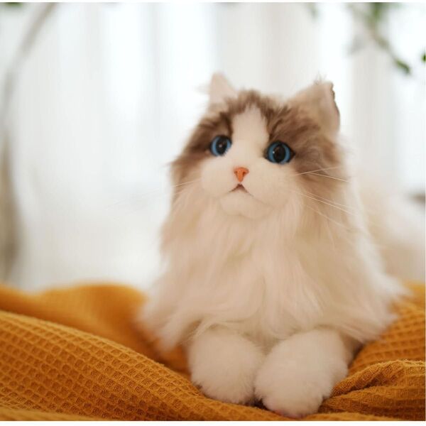 猫ぬいぐるみ リアル 本物そっくり ハンドメイド 可愛く癒し 猫好きな人、お母さん、子供、お年寄りへの誕生日記念日 プレゼント