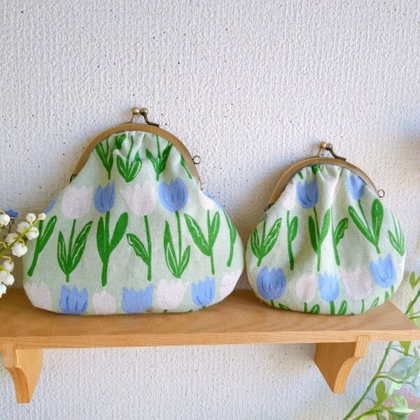 がま口ポーチセットチューリップ ハンドメイド コインケース 小銭入れ 小物入れ ポーチ
