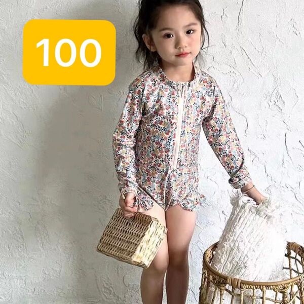 キッズ ベビー 水着 ラッシュガード 子供 フリル 小花柄 ボタニカル 韓国 人気