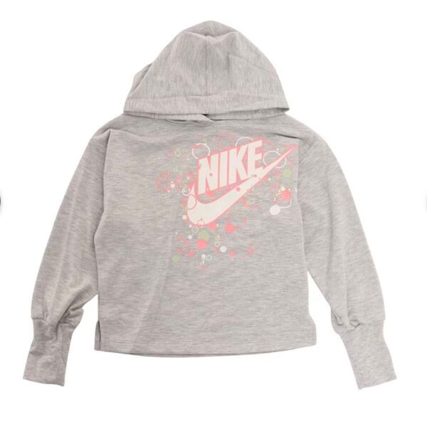 NIKE ナイキ グレー フード付き パーカー 女の子 男の子 トップス キッズ 子供 スウェット ロゴ