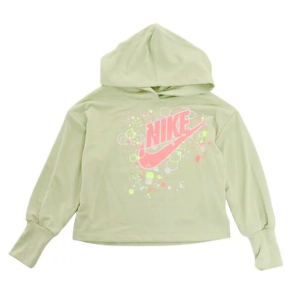 NIKE ナイキ フード付き パーカー キッズ 女の子 トップス グリーン 長袖 フーディー カットソー 男の子 ロゴ 110㎝