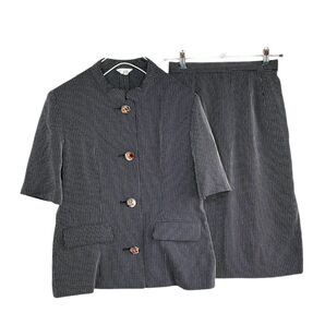 昭和レトロ ジャケット&スカート スーツ セットアップ 黒 L ヴィンテージ