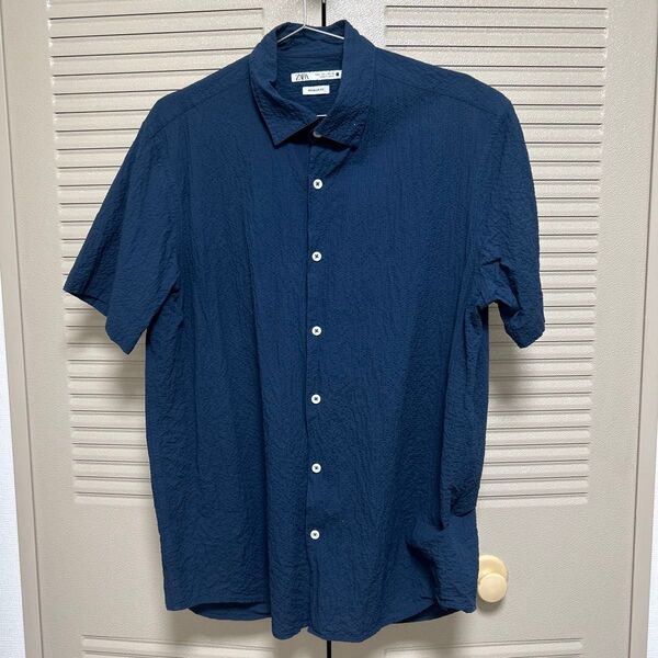 ZARA 半袖シャツ ネイビー EUR L