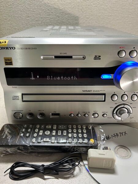 Q133 整備品 ONKYO NFR-7TX ハイレゾ対応 CD/SD/USB/Bluetoothレシーバー リモコン付2017年