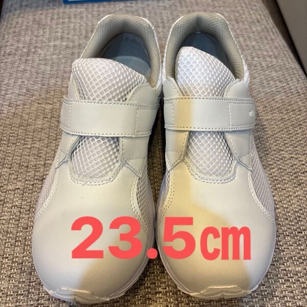 ミドリ安全 ホワイト 室内履き 上履き 白 23.5センチ マジックテープ式 レディース メンズ ナースシューズ