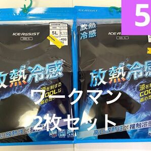 【残り1点】ワークマン 放熱冷感半袖Tシャツ 5L 黒 2枚 冷感 熱中症予防 肌着 丸首 ワークマン Tシャツ