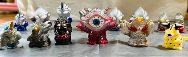 ウルトラマン & ウルトラ怪獣 指ソフビ人形 14体セット まとめ売り フィギュア 当時物 昭和レトロ 平成