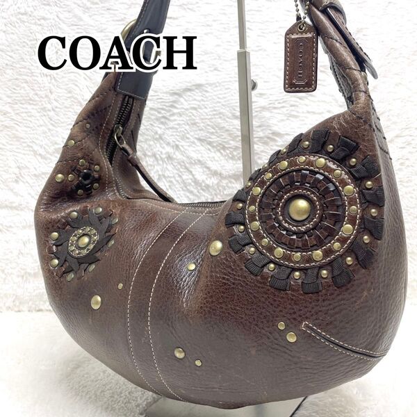 COACH コーチ ハーフムーン ショルダーバッグ 肩掛け 10063 ハンドバッグ ブラウン 三日月型 ワンショルダー
