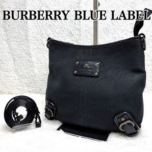 BURBERRY BLUE LABEL ショルダーバッグ ブラック キャンバス 斜め掛け ワンショルダー バーバリー 肩掛け