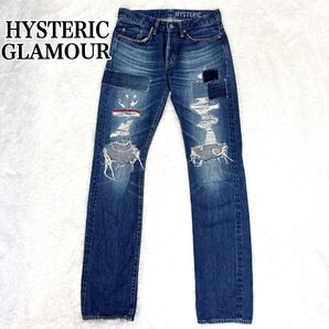 希少 HYSTERIC GLAMOUR ダメージストレートデニム セルビッチ デニムパンツ ダメージ ヒステリックグラマー 完売品