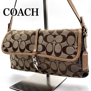 COACH コーチ アクセサリーポーチ ベージュ シグネチャー 6348 ショルダーバッグ キャンバス シグネチャー ハンドバッグ