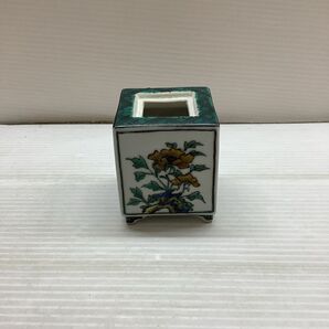 ☆九谷焼 香炉 四角 色絵 花鳥図 香道具 茶道具 煎茶道具 置物 骨董品 古美術 アンティーク g