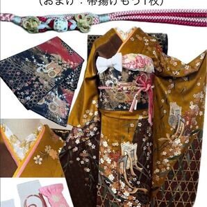 未使用品★正絹振袖フルセット★金駒刺繍・桜御所車鼓花紋様