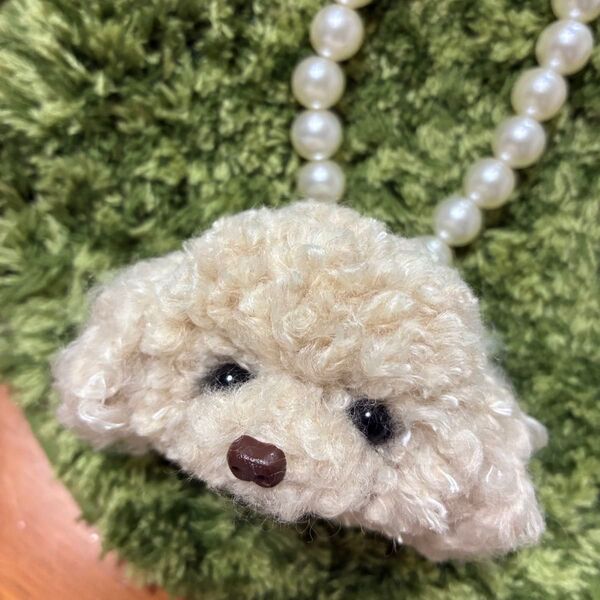 *うるうるトイプードル ポンポン毛糸キーホルダー*クリーム アイボリー アプリコットうちの子 オーダー 犬グッズ テディベアカット
