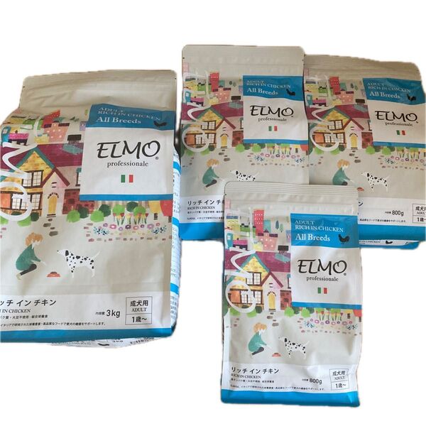ELMO エルモ ドッグフード リッチインチキン 成犬用 3kg 1袋+800g 3袋